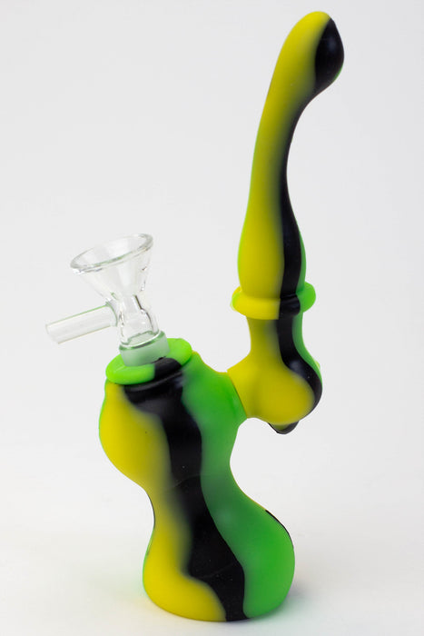 7" Single chamber silicone bubbler-YL/BK - One Wholesale