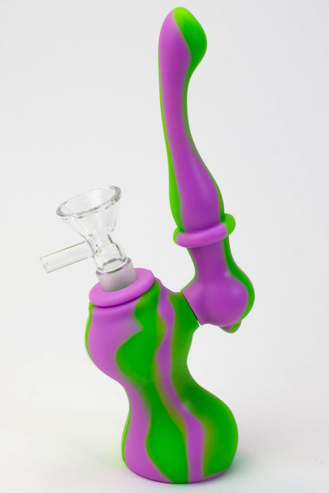7" Single chamber silicone bubbler-PK/GR - One Wholesale