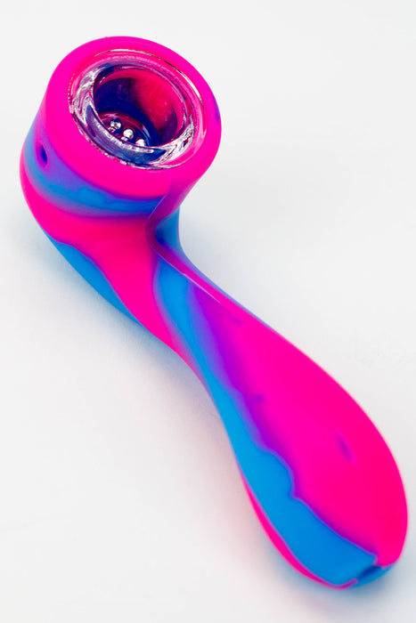 4.5" Silicone hand pipe with glass bowl Bag of 12- - One Wholesale