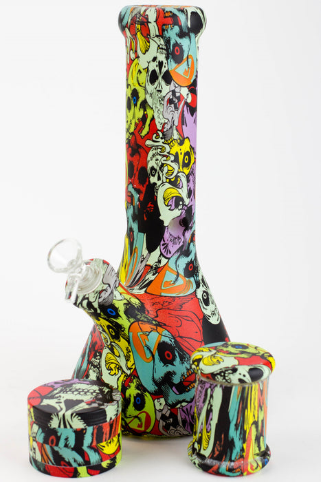 Genie 12" S2-Graphic 9mm glass beaker bong gift set-Graphic A - One Wholesale