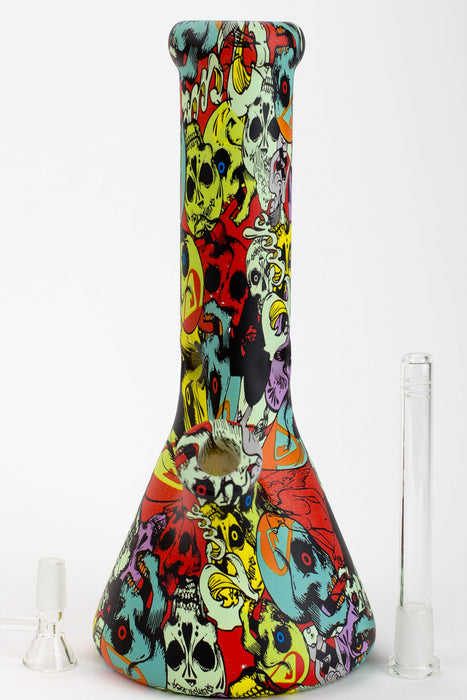 Genie 12" S2-Graphic 9mm glass beaker bong gift set- - One Wholesale