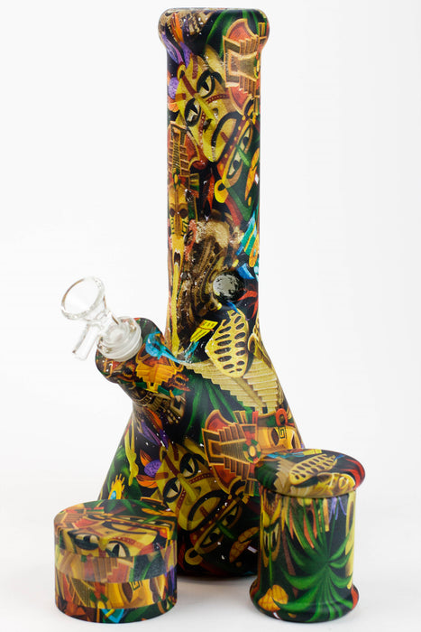 Genie 12" S2-Graphic 9mm glass beaker bong gift set-Graphic E - One Wholesale