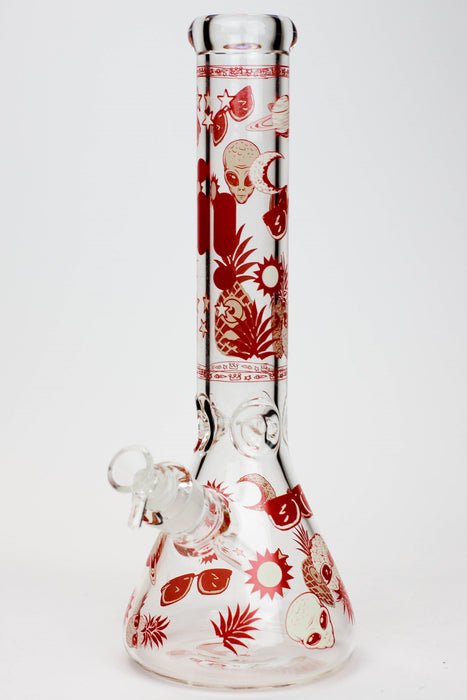 14" Infyniti Pineapple Glow in the dark 7 mm glass bong-Red - One Wholesale