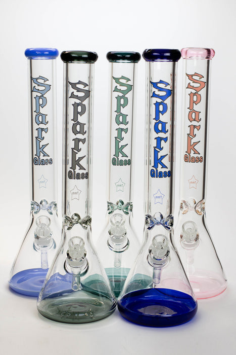 18" Spark 7 mm colored bottom glass water bong- - One Wholesale