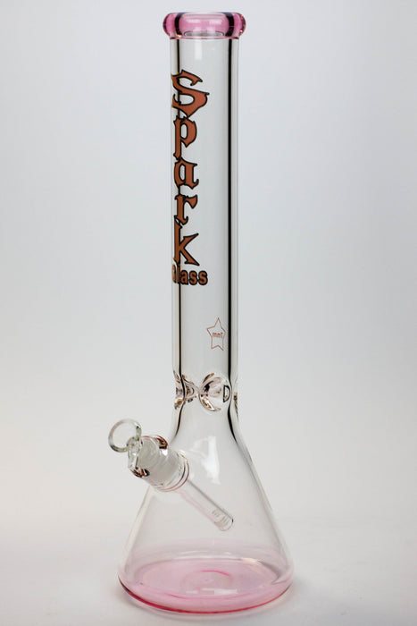 18" Spark 7 mm colored bottom glass water bong-Pink - One Wholesale