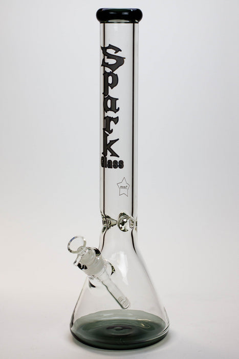 18" Spark 7 mm colored bottom glass water bong-Smoke - One Wholesale
