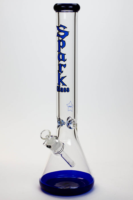 18" Spark 7 mm colored bottom glass water bong-Blue - One Wholesale