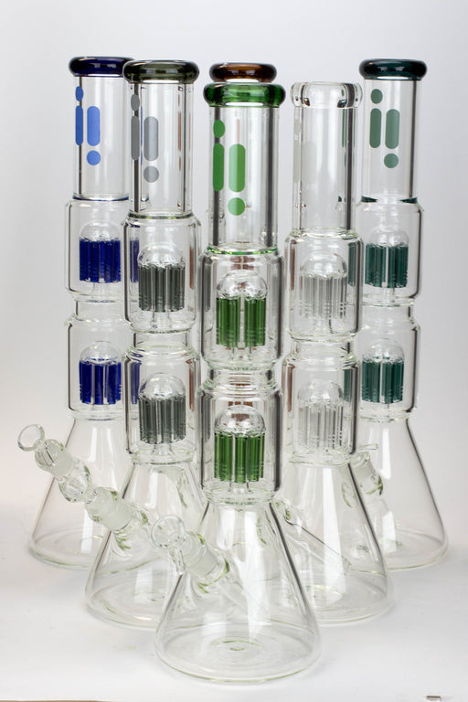 17.5" Infyniti 7 mm thickness Dual 8-arm glass water bong Glass Bong ONE
