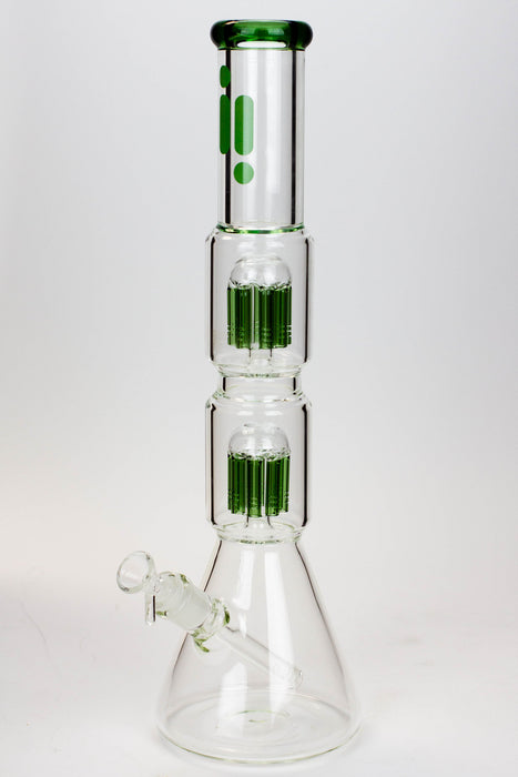 17.5" Infyniti 7 mm thickness Dual 8-arm glass water bong-Green - One Wholesale