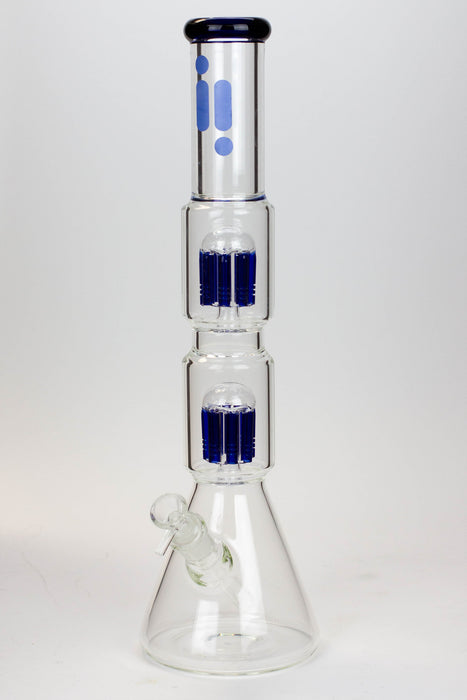 17.5" Infyniti 7 mm thickness Dual 8-arm glass water bong-Blue - One Wholesale