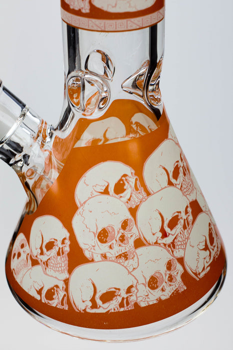 14" Infyniti Skull Glow in the dark 7 mm glass bong- - One Wholesale