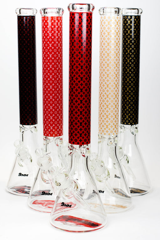 20" Luxury Patterned 9 mm glass water bong- - One Wholesale