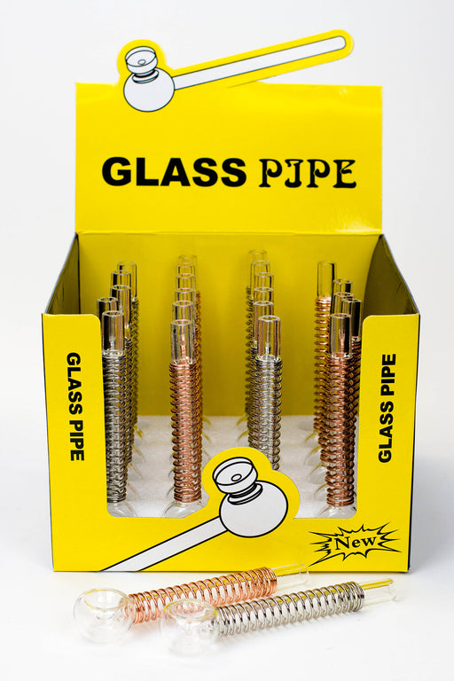 5.5" Glass tube pipe TP003 with Coil spring Box of 24 Glass Pipe ONE