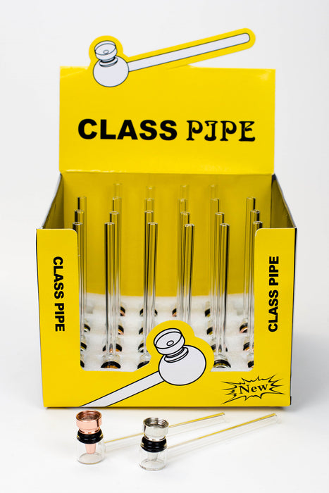 5.5" Glass tube pipe TP004 with metal screen Box of 24 Glass ONE