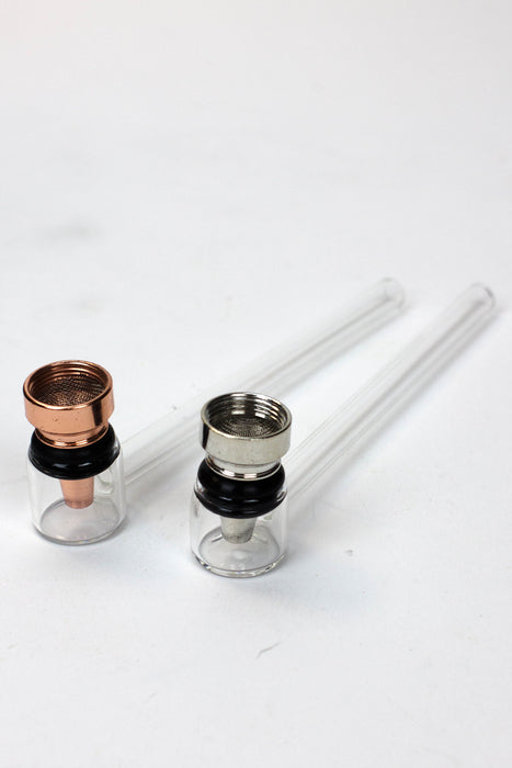 5.5" Glass tube pipe TP004 with metal screen Box of 24- - One Wholesale