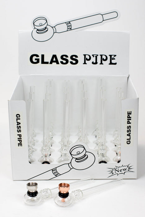 5.5" Glass tube pipe TP005 with metal screen Box of 24- - One Wholesale