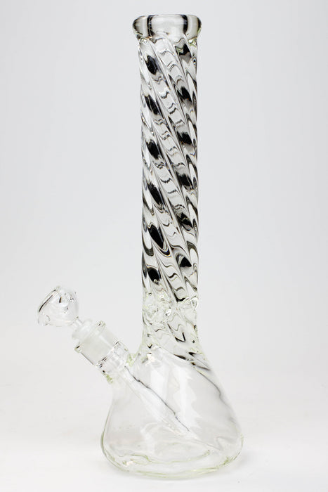 16" Twisted 9 mm glass tube beaker water bong- - One Wholesale