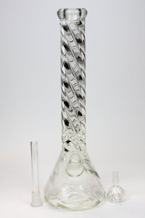 16" Twisted 9 mm glass tube beaker water bong- - One Wholesale