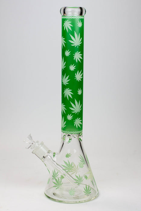 18" Leaf Patterned Glow in the dark 7 mm glass bong- - One Wholesale