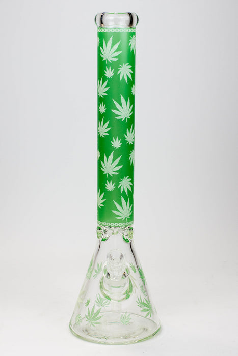 18" Leaf Patterned Glow in the dark 7 mm glass bong- - One Wholesale