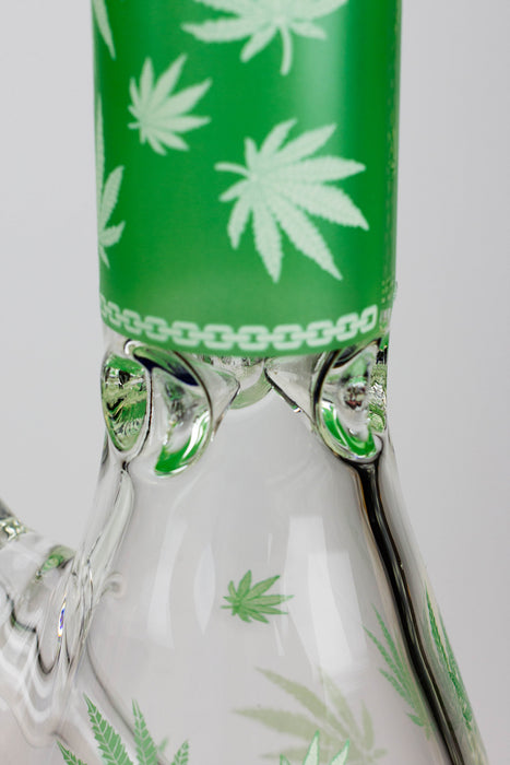 18" Leaf Patterned Glow in the dark 7 mm glass bong- - One Wholesale