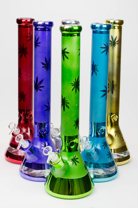 18" Leaf 7 mm metallic classic beaker bong- - One Wholesale