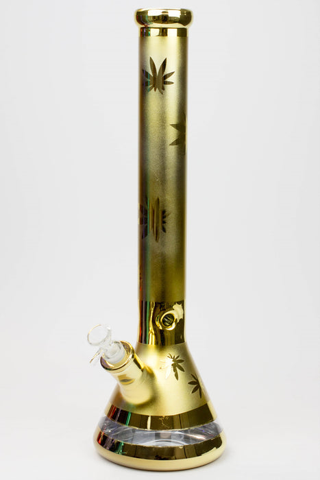 18" Leaf 7 mm metallic classic beaker bong-Gold - One Wholesale