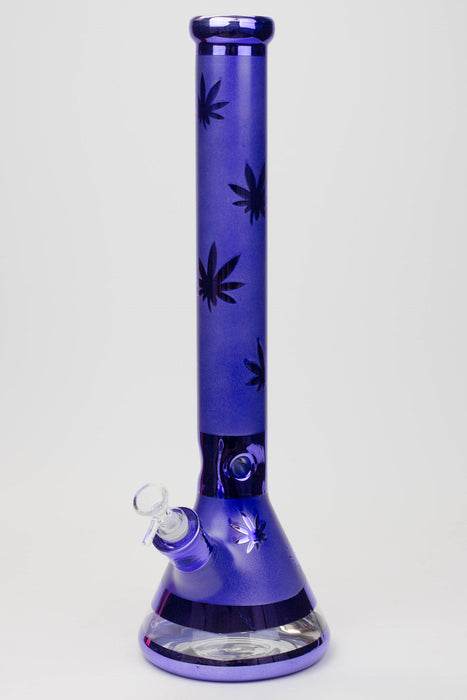 18" Leaf 7 mm metallic classic beaker bong-Purple - One Wholesale