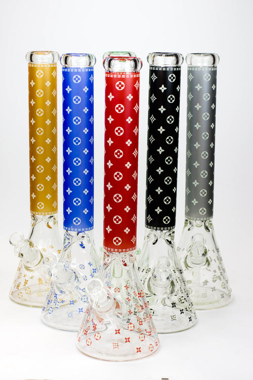 18" Luxury Patterned Glow in the dark 7 mm glass bong Glass Bong ONE