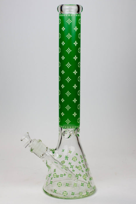 18" Luxury Patterned Glow in the dark 7 mm glass bong- - One Wholesale