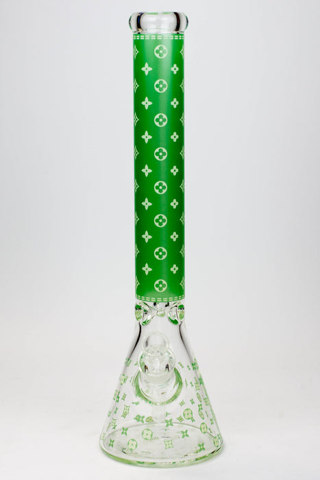 18" Luxury Patterned Glow in the dark 7 mm glass bong- - One Wholesale