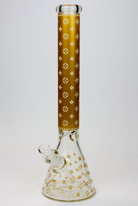 18" Luxury Patterned Glow in the dark 7 mm glass bong-Gold - One Wholesale