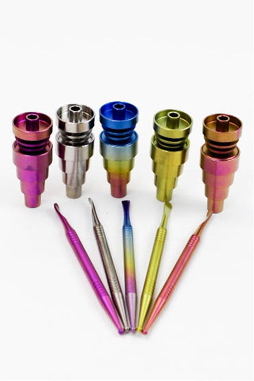 Titanium 6-in-1 Domeless Nail and Dabber set- - One Wholesale