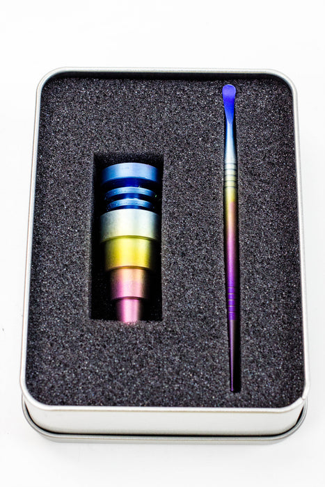 Titanium 6-in-1 Domeless Nail and Dabber set-Rainbow - One Wholesale