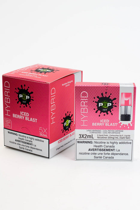 HYBRID Pop Hit STLTH Compatible Pods Box of 5 packs (20 mg/mL)-Iced Berry blast - One Wholesale