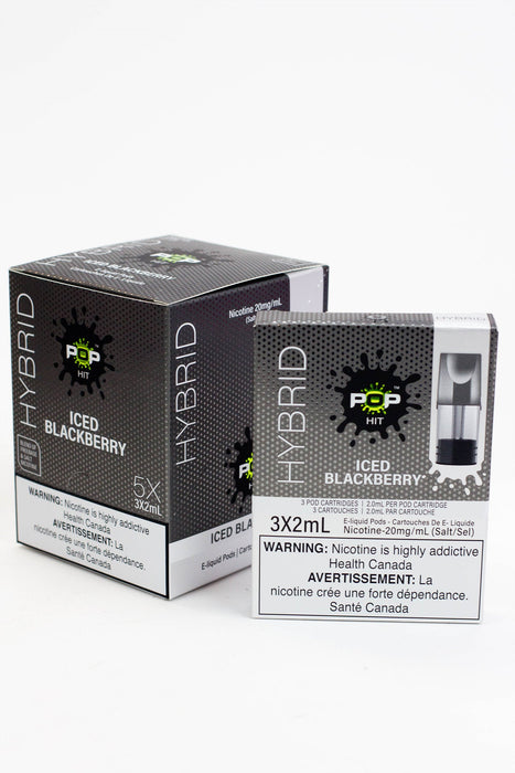 HYBRID Pop Hit STLTH Compatible Pods Box of 5 packs (20 mg/mL)-Iced Blackberry - One Wholesale