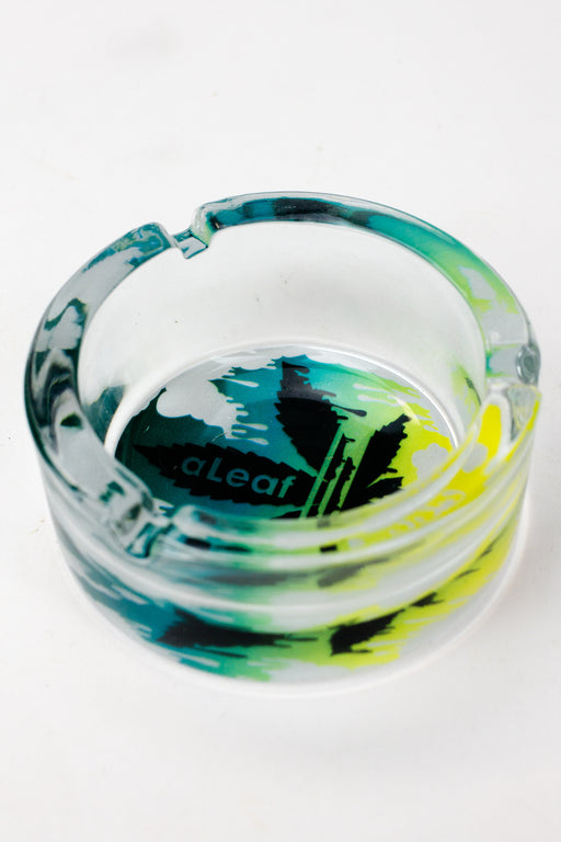 Round Leaf design glass ashtray- - One Wholesale