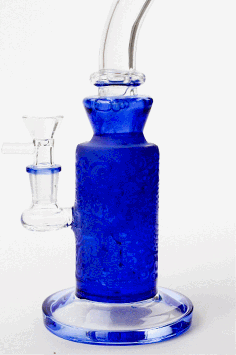 10" 2-in-1 Blue sandblast graphic bubbler Bongs ONE