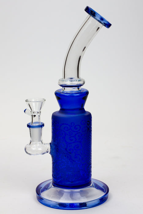 10"  2-in-1 Blue sandblast graphic bubbler- - One Wholesale