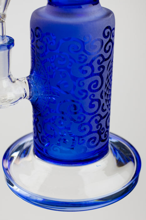 10"  2-in-1 Blue sandblast graphic bubbler- - One Wholesale