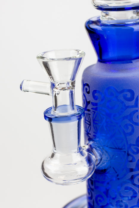 10"  2-in-1 Blue sandblast graphic bubbler- - One Wholesale