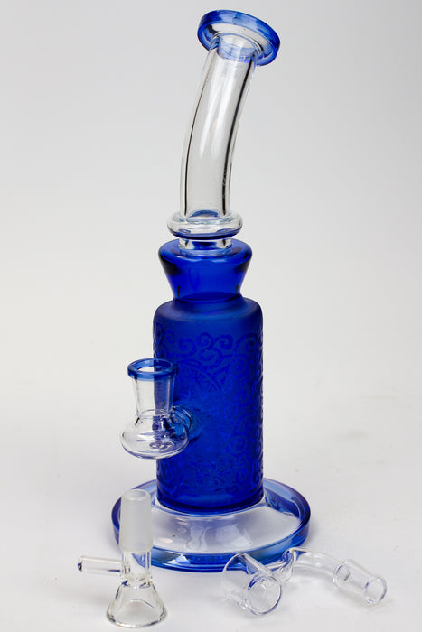10" 2-in-1 Blue sandblast graphic bubbler Bongs ONE