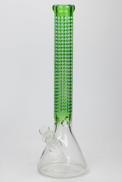 17" Diamond pattern 7 mm glass beaker bong Glass Bong ONE Green