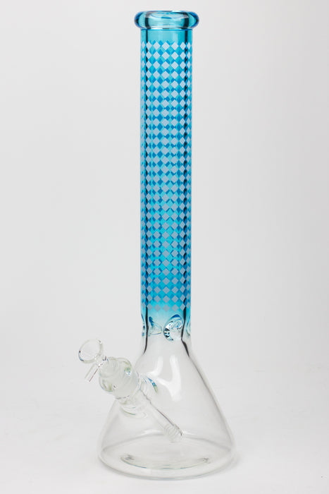17" Diamond pattern 7 mm glass beaker bong Glass Bong ONE Blue