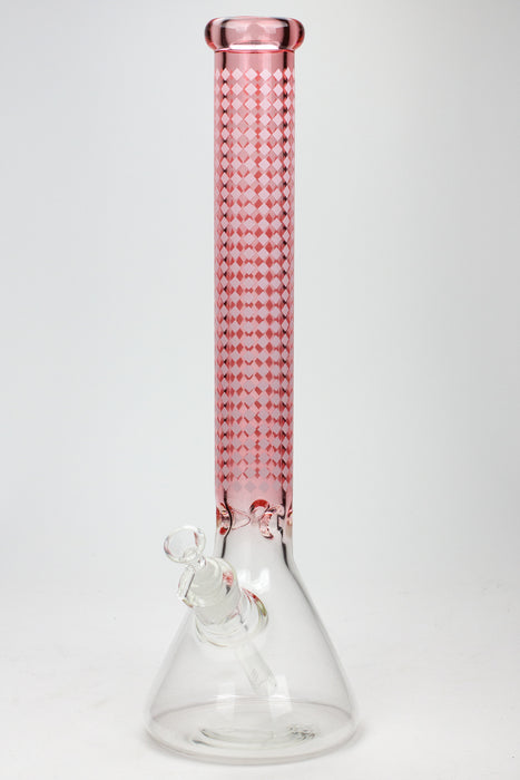 17" Diamond pattern 7 mm glass beaker bong Glass Bong ONE Pink