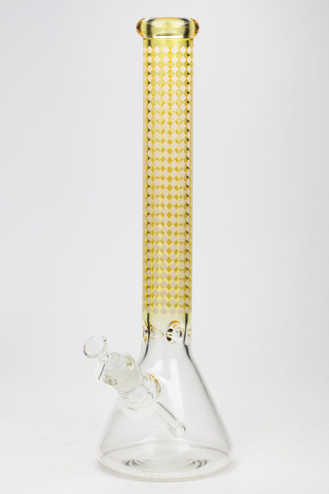 17" Diamond pattern 7 mm glass beaker bong Glass Bong ONE Golden