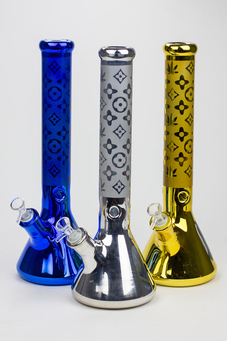16" Luxury pattern 7 mm metallic beaker bong Glass Bong ONE
