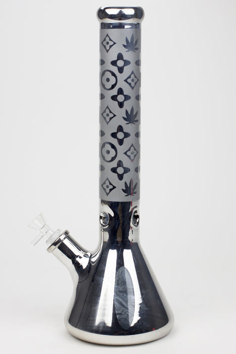 16" Luxury pattern 7 mm metallic beaker bong Glass Bong ONE