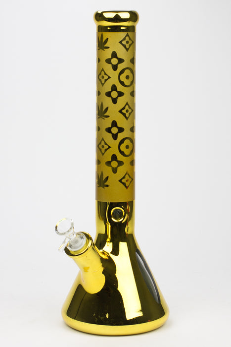 16" Luxury pattern 7 mm metallic beaker bong Glass Bong ONE Gold