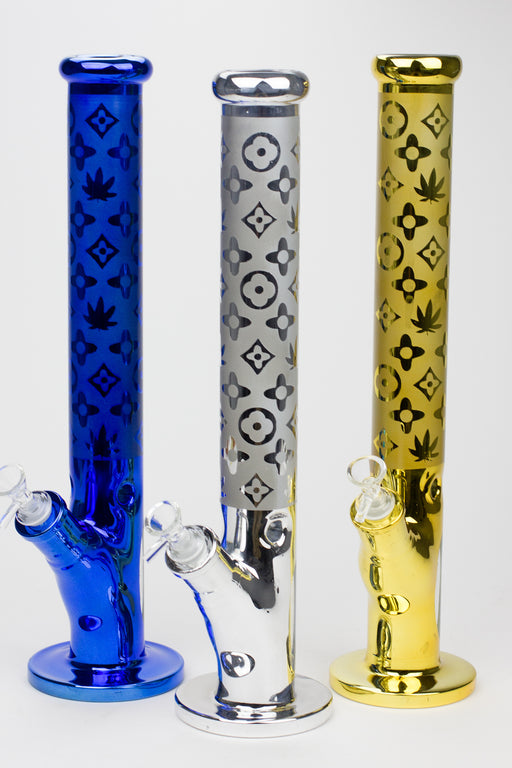 17" Luxury pattern 7 mm metallic straight tube glass bong Glass Bong ONE